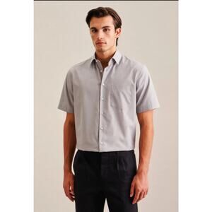 Daniel Cremieux Men's Shirt Button Down Short Sleeve Supima Cotton Gray Size M